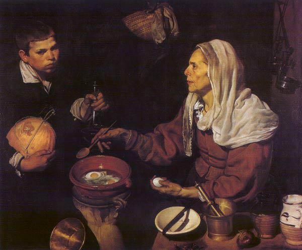 VELAZQUEZ, Diego Rodriguez de Silva y Old Woman Poaching Eggs et oil painting picture